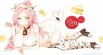  animal_ears animal_print areolae artist_name bell bikini blush breasts cheese covered_nipples cow_bell cow_ears cow_print cow_tail food hews_hack jar large_breasts long_hair milk no-rin open_mouth pink_hair pouring solo swimsuit tail thighhighs yellow_eyes yoshida_kochou 