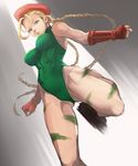  bad_id bad_pixiv_id beret blonde_hair blue_eyes boots braid breasts cammy_white fingerless_gloves garrison_cap gloves green_leotard hat leotard long_hair looking_at_viewer medium_breasts settyaro solo street_fighter twin_braids 