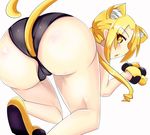 1girl all_fours animal_ears artist_request ass blonde_hair blush cameltoe cat_ears cat_pose cat_tail from_behind hagimura_suzu huge_ass karatakewari long_hair looking_back open_mouth panties paw_pose seitokai_yakuindomo shiny shiny_skin solo tail twintails underwear yellow_eyes 
