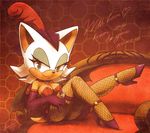  anthro big_breasts breasts cleavage clothed clothing female looking_at_viewer nancher rouge_the_bat sega smile solo sonic_(series) 