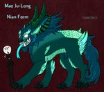  built chinese_new_year chinese_nian claws concept fangs feral forked_tongue fur green_fur horn invalid_color invalid_tag mane monster muscles scales tongue tongue_out vonderdevil 