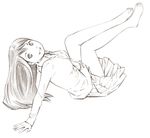  barefoot long_hair monochrome sketch skirt solo traditional_media yoshitomi_akihito 