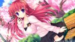  alia&#039;s_carnival cherry_blossoms game_cg long_hair mitha nanawind ousaka_asuha purple_eyes red_hair skirt 