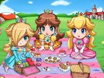  chibi daisy nintendo peach picnic princess_daisy princess_peach princess_rosalina royal_picnic sigurdhosenfeld sitting super_mario_bros. super_mario_brothers 