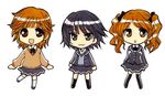  :3 :d :o amagami chibi kibito_high_school_uniform marker_(medium) multiple_girls nakata_sae nanasaki_ai no_nose open_mouth sakiran_densha sakurai_rihoko school_uniform smile traditional_media 