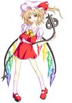  blonde_hair flandre_scarlet hat ichima_nanase laevatein one_side_up ponytail red_eyes short_hair socks solo touhou wings 