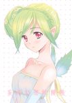  bare_shoulders copyright_request cover elbow_gloves fairy flower gloves green_hair kazuto_izumi plant_wings pointy_ears red_eyes solo wings 