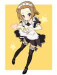  alternate_costume apron enmaided forehead frills garters heart heart_hands ixy k-on! legs maid maid_headdress moe_moe_kyun! ribbon short_hair shy solo star tainaka_ritsu thighhighs zettai_ryouiki 