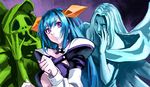  :d akito asymmetrical_wings blue_hair bow breasts dizzy eyelashes guilty_gear hair_bow large_breasts long_hair necro_(guilty_gear) open_mouth purple_eyes ribbon smile twintails undine_(guilty_gear) wings 