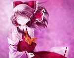  bad_id bad_pixiv_id bow closed_eyes detached_sleeves hair_bow hakurei_reimu miyabi_akino ribbon smile solo touhou 