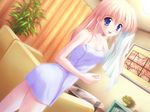  blond_hair blonde_hair blue_eyes blush happy head_turn long_hair looking_at_viewer thigh-highs thighhighs towel 