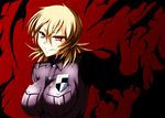  bad_id bad_pixiv_id banned_artist blonde_hair breasts grin hellsing large_breasts red_eyes s_tanly seras_victoria smile uniform vampire 