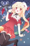  :o adapted_costume ascot bad_id bad_pixiv_id bat_wings black_legwear blonde_hair blush bow candy dress fang flandre_scarlet flower food frills hair_flower hair_ornament hat lollipop mini_hat omiso_(omiso) one_side_up open_mouth red_eyes short_hair solo swirl_lollipop thighhighs touhou wings zettai_ryouiki 