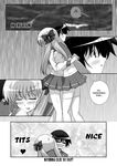  comic greyscale haramura_nodoka hard_translated kiyosumi_school_uniform mikage_takashi miyanaga_saki monochrome multiple_girls saki school_uniform serafuku thighhighs translated yuri 