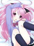  animal_ears cat_ears kneehighs long_hair original pink_eyes pink_hair socks solo sweater usashiro_mani 