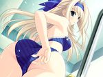  adjusting_clothes adjusting_swimsuit ass bikini blonde_hair blue_eyes bow from_below hair_bow hairband kanou_seia long_hair looking_back non-web_source solo stellar_theater suzuhira_hiro swimsuit 
