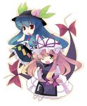  chibi fan gap hat hinanawi_tenshi multiple_girls one_eye_closed seo_tatsuya touhou yakumo_yukari 