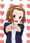  brown_eyes brown_hair hairband hands heart heart_hands k-on! kaisen_chuui moe_moe_kyun! school_uniform short_hair solo tainaka_ritsu tomboy 