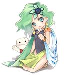  blue_eyes child earrings final_fantasy final_fantasy_iv green_hair hair_ornament jewelry leotard long_hair minecho rydia shoulder_pads whyt younger 