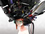  ak2 empty_eyes head_mounted_display highres orange_hair original short_hair solo technology visor 