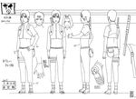  1girl 2boys black_and_white haruno_sakura model_sheet monochrome multiple_boys naruto naruto_shippuden naruto_shippuuden sai uzumaki_naruto 