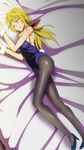  1girl animal_ears bare_shoulders bed blonde_hair blush breasts bunny_ears bunny_girl bunnysuit charlotte_dunois eyes_closed feet high_heels highres infinite_stratos large_breasts legs long_hair lying on_side solo tail thighs wrist_cuffs 