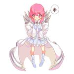  blush_stickers boots cosplay dress full_body jakuzure_nonon kill_la_kill oversized_clothes pink_eyes pink_hair rikovui sanageyama_uzu sanageyama_uzu_(cosplay) solo spikes uniform white_background 