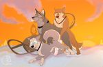  balto balto_(film) blue_eyes canine dog eyes_closed feral gay group group_sex kaltag male mammal metalfox sex sled star_(balto) threesome wolf 