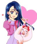  blue_eyes blue_hair blush hand_on_own_face heart l'ecole_des_cinq_lumieres_school_uniform long_hair milk_(yes!_precure_5) minazuki_karen precure sakaagari smile solo yes!_precure_5 