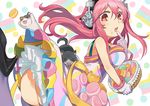 ass blush breasts cat dress food food_on_face headphones ika large_breasts leg_up long_hair looking_at_viewer macaron nitroplus no_panties open_mouth pink_hair red_eyes smile solo super_sonico 