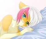  anthro avoid_posting bed cat cute feline girly hair heterochromia lying male mammal multi-colored_hair nataly-b short_hair smile solo tktktk twilight 