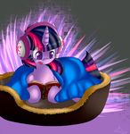  blanket book dawn079 dog_bed equine female friendship_is_magic fur hair headphones horn mammal multi-colored_hair my_little_pony open_mouth purple_eyes purple_fur signature twilight_sparkle_(mlp) unicorn 