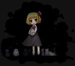  animal blonde_hair blouse carrying cat dark glowing glowing_eyes hagino_chiyoko hair_ribbon lowres ribbon rumia short_hair skirt touhou vest 