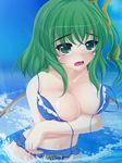  bad_id bad_pixiv_id bikini blush breasts daiyousei fairy_wings green_eyes green_hair hair_ribbon large_breasts onsen_tamago_(nurumayu_onsen) open_mouth ribbon short_hair side_ponytail solo swimsuit touhou wardrobe_malfunction water wings 