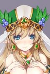  bad_id bad_pixiv_id blonde_hair blue_eyes breasts cleavage freyja_(p&amp;d) kuro_(kuronell) large_breasts long_hair out-of-frame_censoring pointy_ears puzzle_&amp;_dragons solo upper_body 