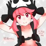  flat_chest gloves hat holster jakuzure_nonon kill_la_kill nudist_beach_uniform omame_(syuphong) pink_eyes pink_hair shoulder_holster smile solo spoilers 