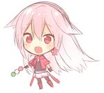  alternate_eye_color alternate_hair_color anceril_sacred bad_id bad_pixiv_id chibi dango food long_hair mishima_kurone open_mouth original pink_eyes pink_hair sanshoku_dango shirokami_project simple_background sketch skewer solo wagashi white_background 