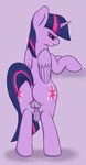  balls bipedal butt cutie_mark dickgirl equine friendship_is_magic fur hair horn horse intersex looking_at_viewer looking_back mammal my_little_pony penis pony purple_eyes purple_fur purple_hair smile solo staggeredline twilight_sparkle_(mlp) winged_unicorn wings 
