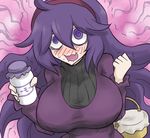  @_@ breasts hex_maniac_(pokemon) huge_breasts long_hair milk npc_trainer oro_(zetsubou_girl) pokemon solo 