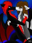  blue_eyes blueeye brown_eyes brown_hair brownhair claws darkrainbowdragon dragon female fluffy freakyy-dragon fur hair hug katha love male red_hair redhair wings 