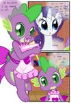  absurd_res apron blue_eyes bowl comic cub dialog dragon english_text equine fangs female feral friendship_is_magic fur green_eyes hair hi_res horn male mammal my_little_pony open_mouth purple_hair purple_scales pyruvate rarity_(mlp) slit_pupils spike_(mlp) text tongue unicorn white_fur young 