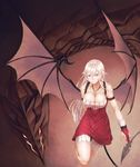  bad_id bad_pixiv_id blonde_hair breasts cleavage demon_tail demon_wings dress gloves highres jewelry large_breasts long_hair mstm necklace original red_eyes solo tail wings 