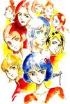  6+girls ashura_novak blonde_hair blue_eyes blue_hair character_request child densetsu_kyojin_ideon harulu_ajiba highres karala_ajiba kasha_imhof kitty_kitten lin_formosa lotta_banda multiple_girls no_pupils pink_hair rapoh_famu red_hair sheryl_formosa siblings sisters yamato4289 