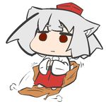  animal_ears bad_id bad_pixiv_id box cardboard_box hat inubashiri_momiji inunoko. red_eyes silver_hair sitting tokin_hat touhou wolf_ears 