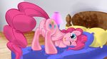  bedroom blue_eyes cutie_mark equine female feral friendship_is_magic fur hair horse mammal masturbation my_little_pony one_eye_closed pink_fur pink_hair pinkie_pie_(mlp) pony pussy pussy_juice solo wink 