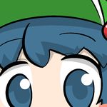  bad_id bad_pixiv_id blue_eyes blue_hair close-up hair_bobbles hair_ornament inunoko. kawashiro_nitori touhou 