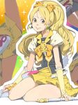  akinbo_(hyouka_fuyou) bad_id bad_pixiv_id blonde_hair boots cure_honey earrings happinesscharge_precure! jewelry long_hair magical_girl oomori_yuuko ponytail precure skirt smile solo split wide_ponytail wrist_cuffs yellow_eyes yellow_skirt 