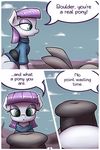  animal_genitalia blue_eyes bottomless boulder_(mlp) clothing comic dialog english_text equine female feral friendship_is_magic grey_body grey_vody hair half-closed_eyes horse horsecock male mammal maud_pie_(mlp) my_little_pony penis ponegranate pony purple_hair straight text 