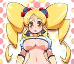  :o alternate_form blonde_hair blush body_blush breasts cure_honey earrings from_below happinesscharge_precure! heart heart_earrings jewelry large_breasts long_hair magical_girl navel oomori_yuuko open_mouth polka_dot polka_dot_background popcorn_cheer precure ryuuta_(cure_ryuuta) shiny shiny_skin sidelocks smile solo twintails underboob wrist_cuffs yellow_eyes 