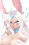  &lt;3 animal_ears big_breasts blue_eyes breasts bust female hair human kanel lagomorph lapine long_hair looking_at_viewer mammal necklace nude rabbit rabbit_ears rabbitgirl smile solo sponty white_hair 